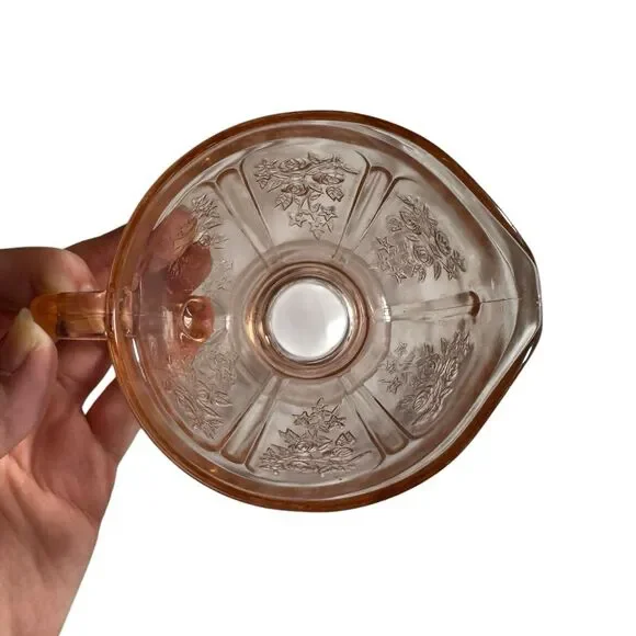 Depression Glass Creamer‎ Sharon Cabbage Rose Pink Vintage 1930s - Picture 6 of 8